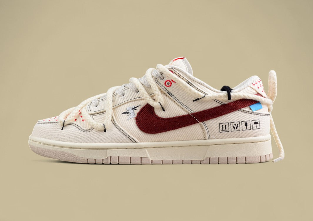 Nk Dunk Low Outdoor Wear High Street Style Sashiko Embroidery Retro Hemp Rope Deconstruction Sb Low-top Casual Sneakers
