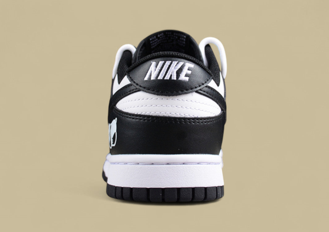 Nk Dunk Low "Panda" Black and White Panda Custom Deconstructed Lace-up Casual Sneakers