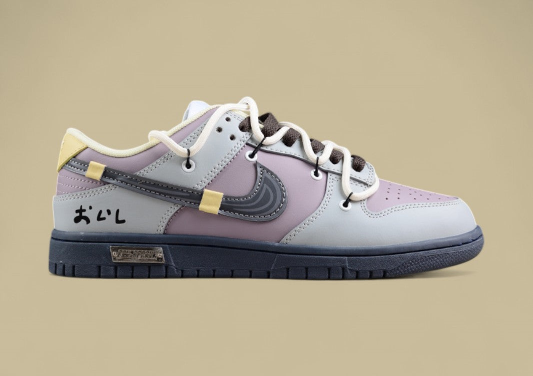Nk Dunk Low Purple Gray Limited Edition Deconstructed Strap Casual Sneakers