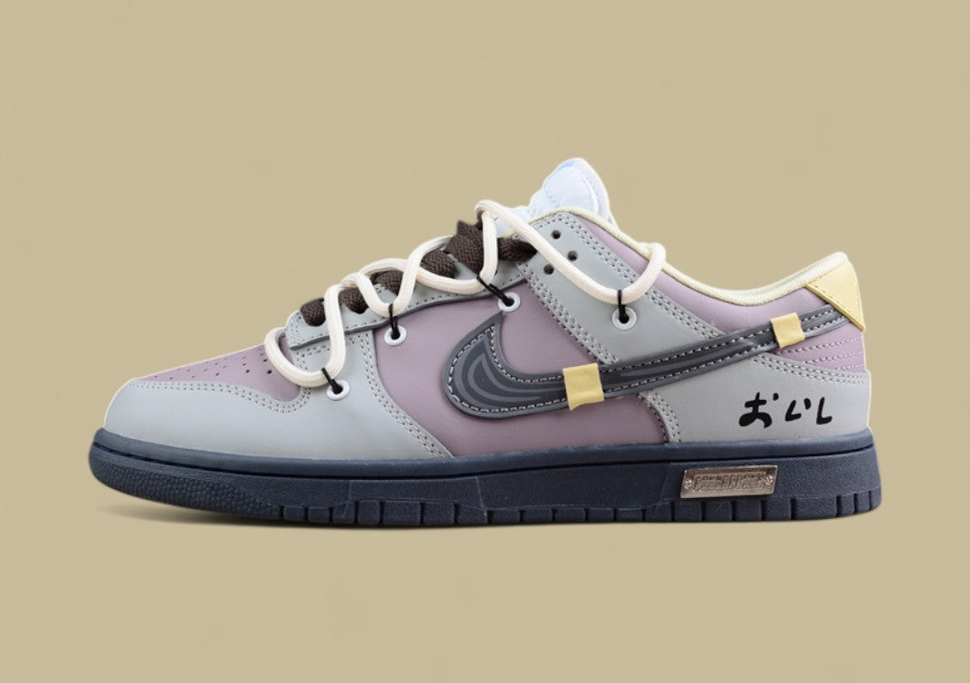 Nk Dunk Low Purple Gray Limited Edition Deconstructed Strap Casual Sneakers