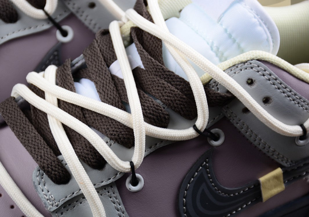 Nk Dunk Low Purple Gray Limited Edition Deconstructed Strap Casual Sneakers