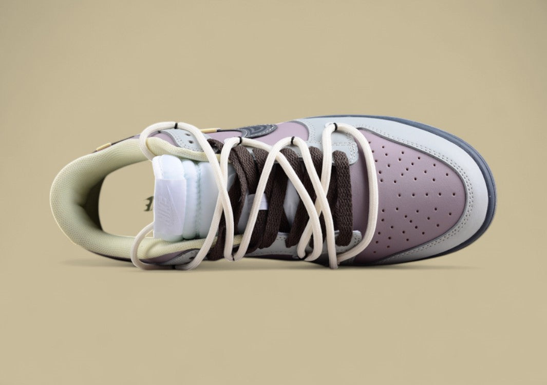Nk Dunk Low Purple Gray Limited Edition Deconstructed Strap Casual Sneakers