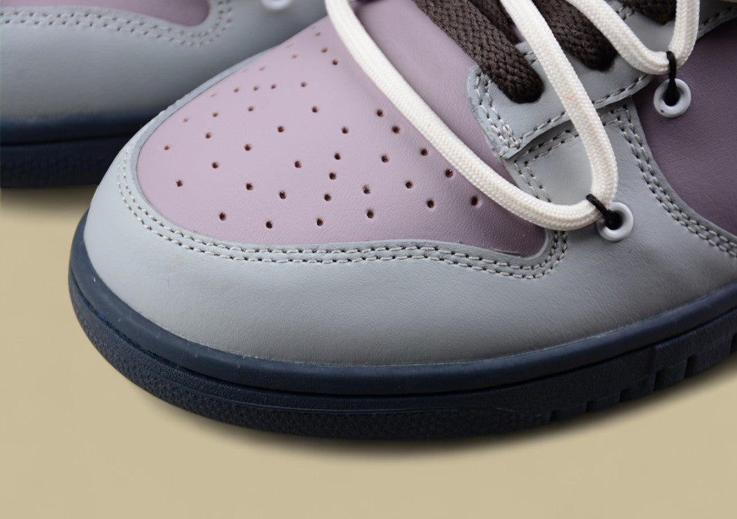 Nk Dunk Low Purple Gray Limited Edition Deconstructed Strap Casual Sneakers