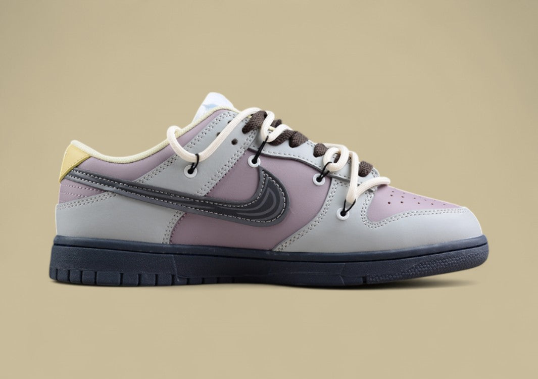 Nk Dunk Low Purple Gray Limited Edition Deconstructed Strap Casual Sneakers