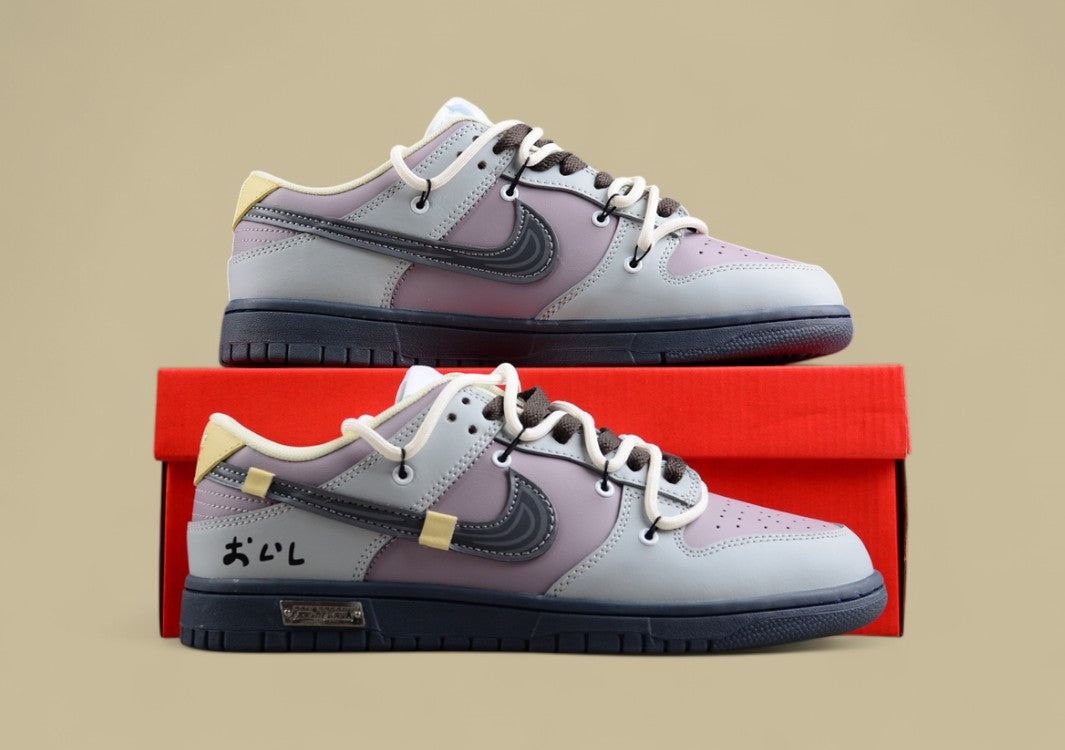 Nk Dunk Low Purple Gray Limited Edition Deconstructed Strap Casual Sneakers