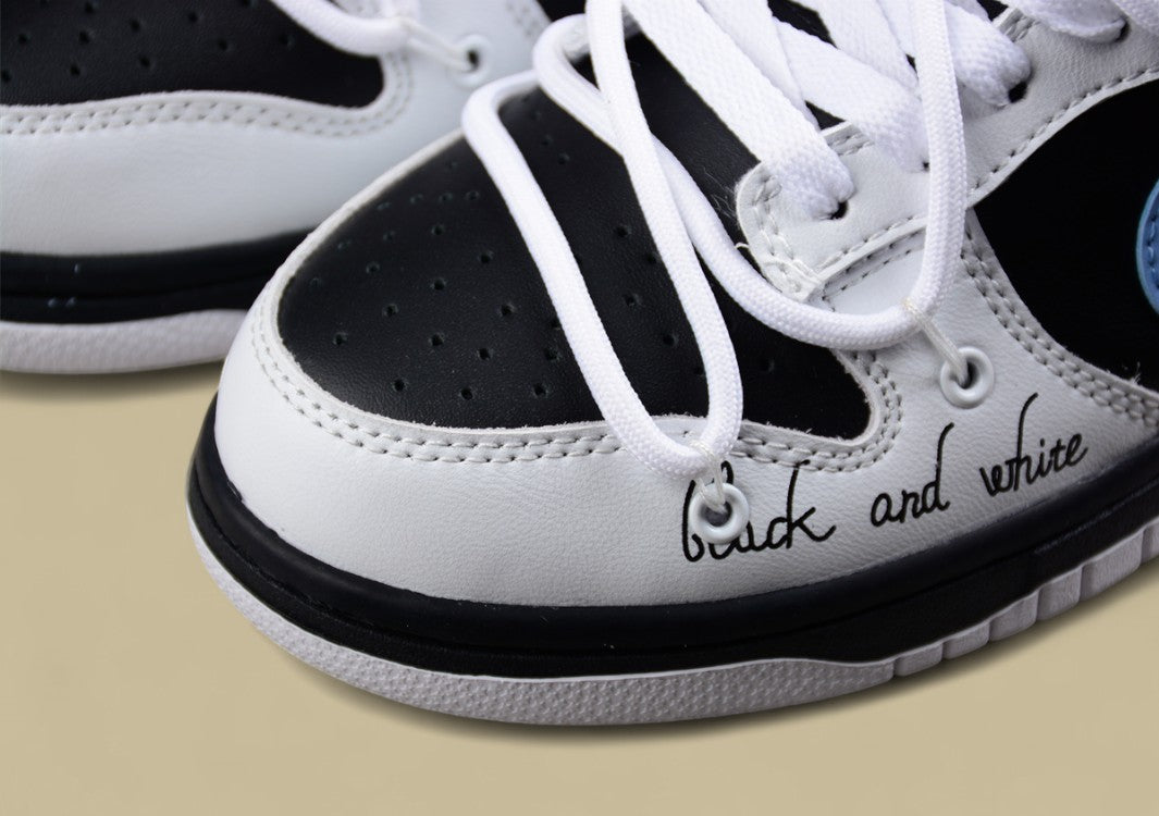 Nk Dunk Low Rapid Black and White Valentine's Day Custom Edition Deconstruction Strap Casual Shoes