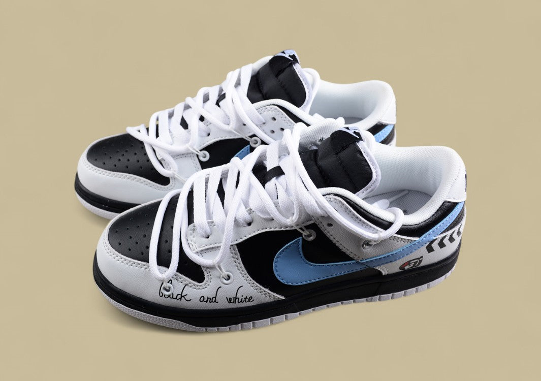 Nk Dunk Low Rapid Black and White Valentine's Day Custom Edition Deconstruction Strap Casual Shoes