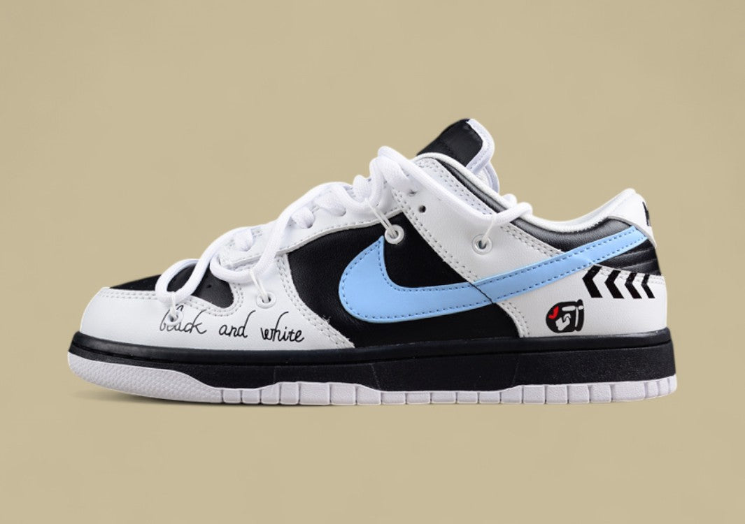 Nk Dunk Low Rapid Black and White Valentine's Day Custom Edition Deconstruction Strap Casual Shoes