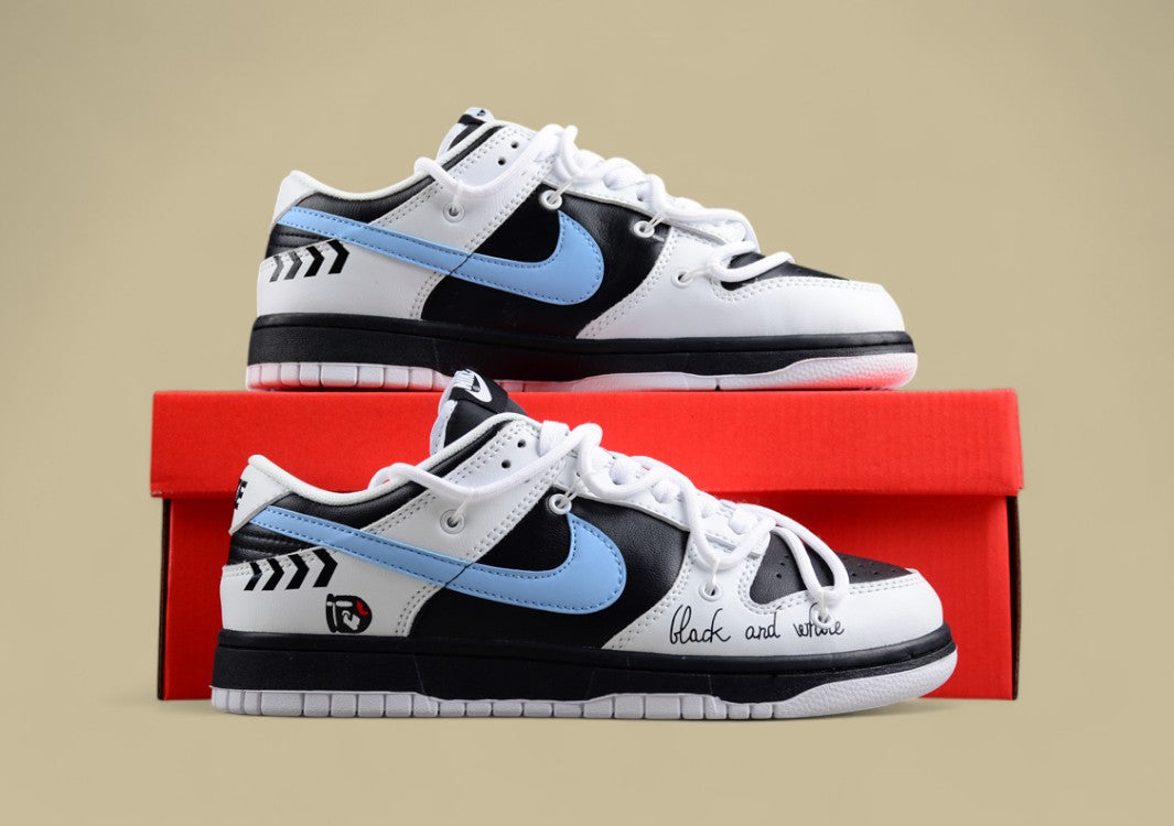 Nk Dunk Low Rapid Black and White Valentine's Day Custom Edition Deconstruction Strap Casual Shoes