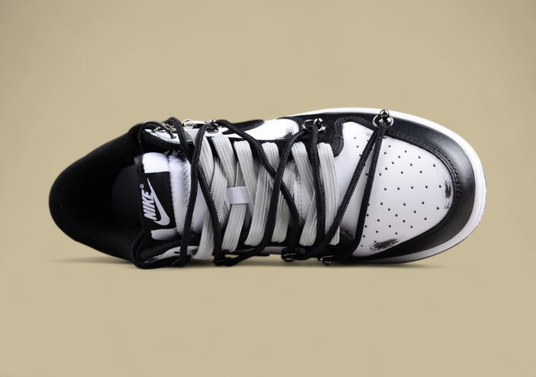 Nk Dunk Low Retro "Black" Deconstruction Style Dark Night Messenger Letter Graffiti Black and White Gray Sb Strap Low-top Casual Sneakers