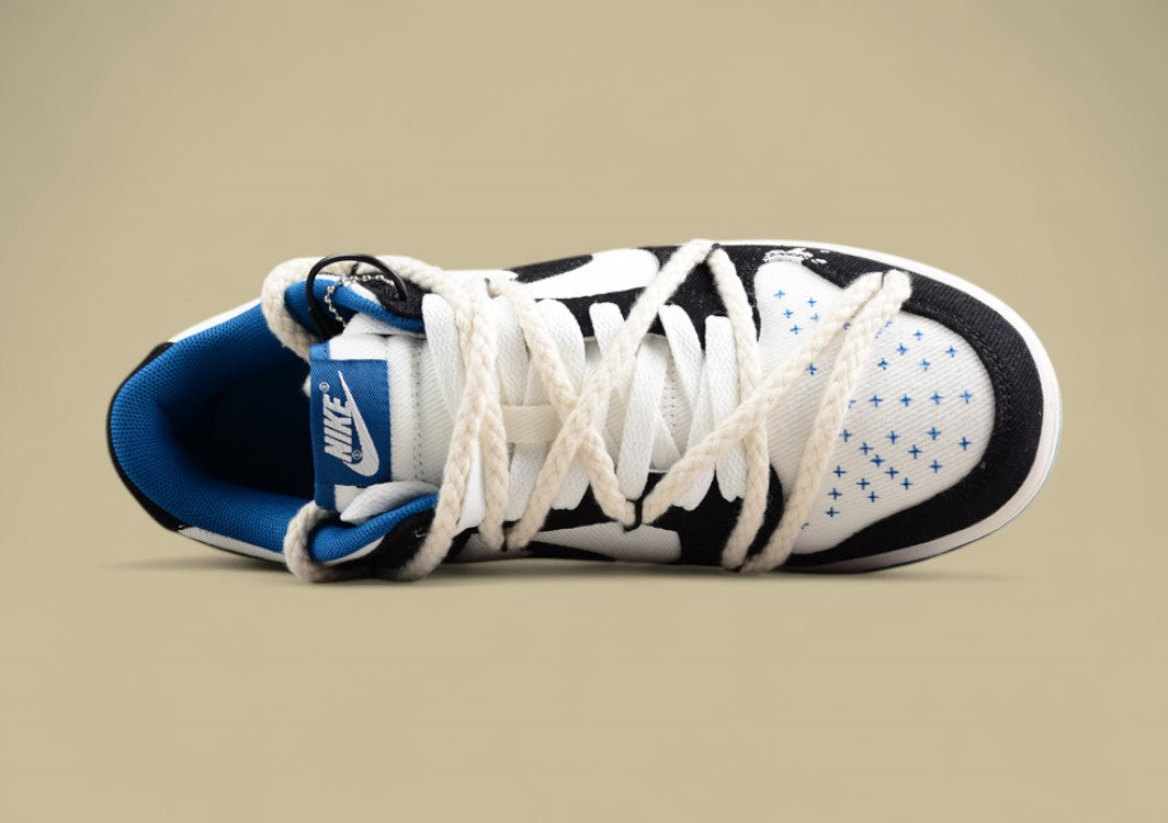 Nk Dunk Low Retro "Industrial Blue" Washed Denim Graffiti Sb Strap Low-top Casual Sneakers