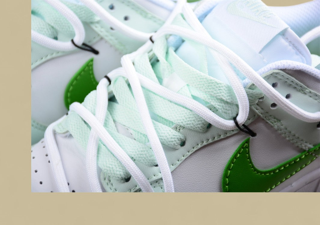 Nk Dunk Low Retro Lace-up Light Green Custom Edition Deconstructed Lace-up Casual Sneakers