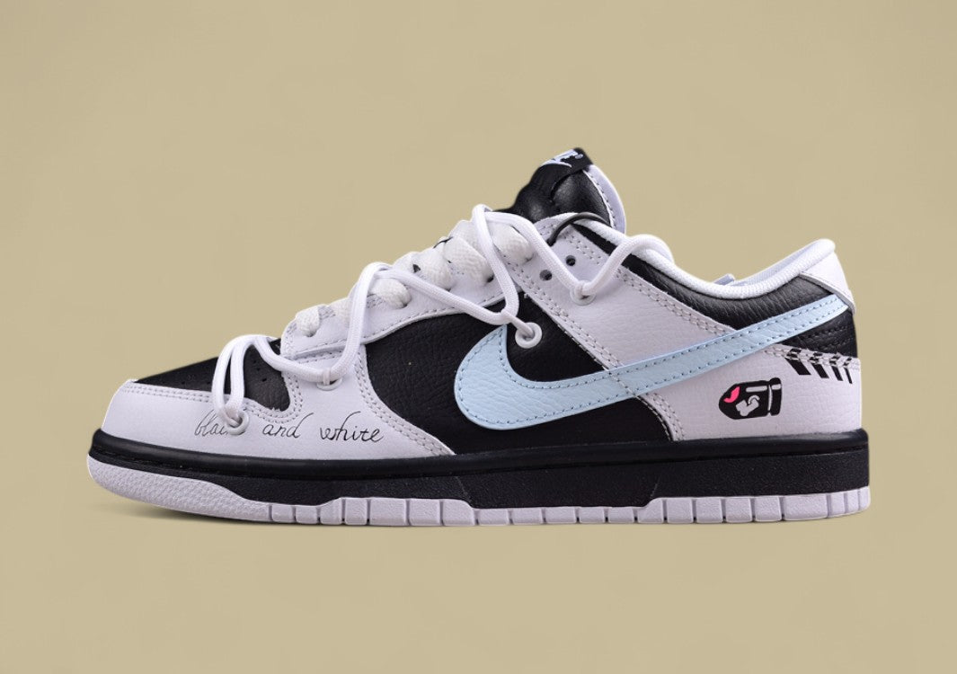 Nk Dunk Low "Reverse Panda" Speed Racing Black and White Panda Graffiti Contrast SB Strap Low Top Casual Shoes