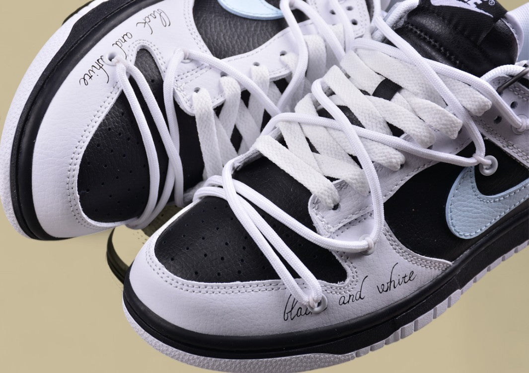 Nk Dunk Low "Reverse Panda" Speed Racing Black and White Panda Graffiti Contrast SB Strap Low Top Casual Shoes