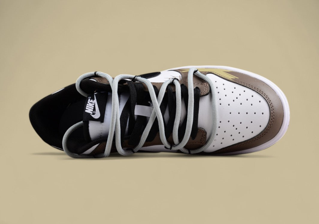 Nk Dunk Low Sb Color Face Earth Color Custom Deconstructed Lace-up Casual Sneakers