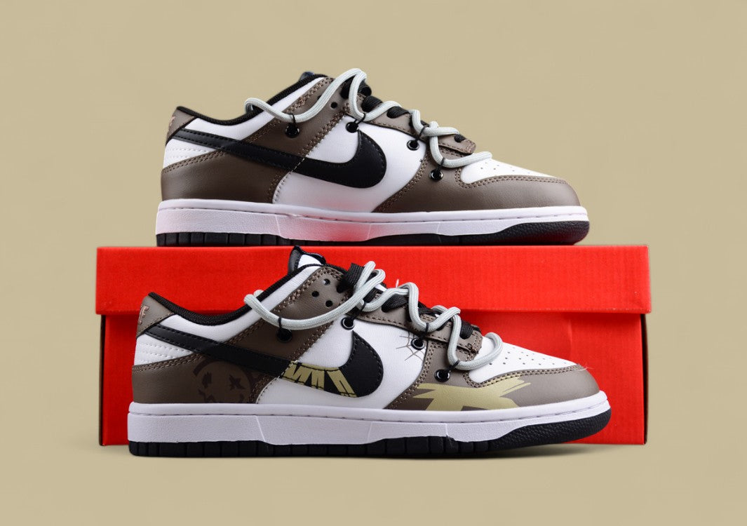 Nk Dunk Low Sb Color Face Earth Color Custom Deconstructed Lace-up Casual Sneakers