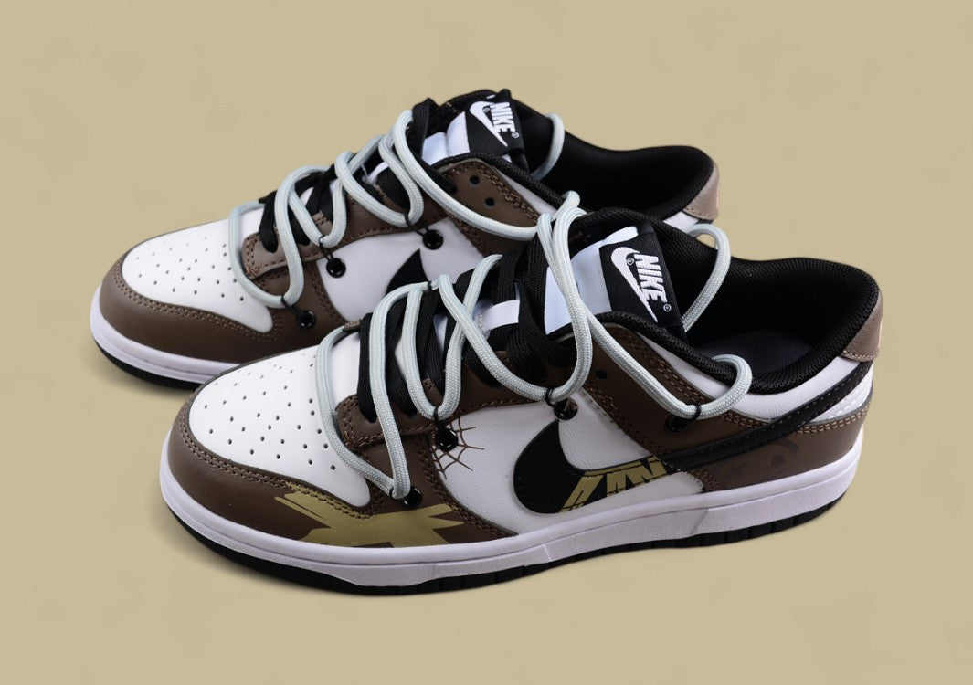 Nk Dunk Low Sb Color Face Earth Color Custom Deconstructed Lace-up Casual Sneakers