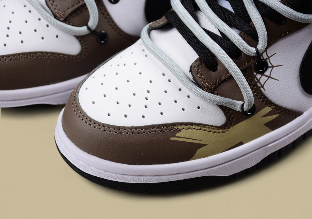 Nk Dunk Low Sb Color Face Earth Color Custom Deconstructed Lace-up Casual Sneakers