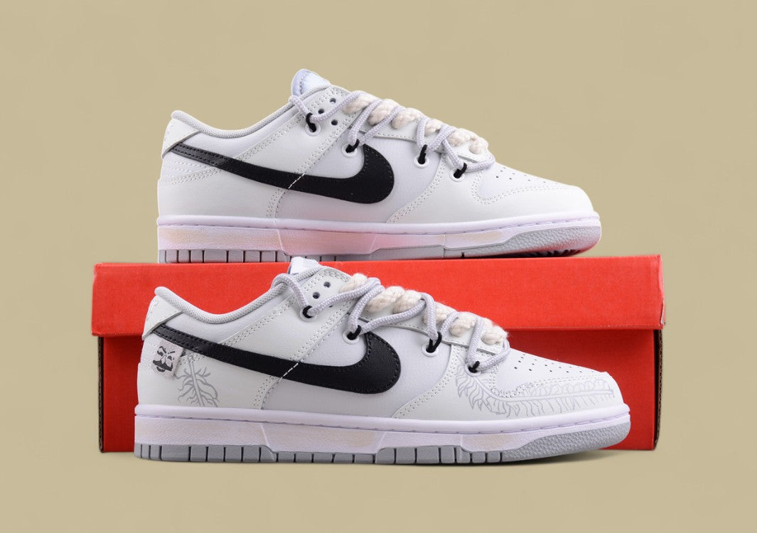 Nk Dunk Low Silver Feather High Street Couple Da Vinci Customized SB Strap Low Top Casual Shoes