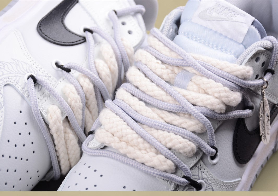 Nk Dunk Low Silver Feather High Street Couple Da Vinci Customized SB Strap Low Top Casual Shoes
