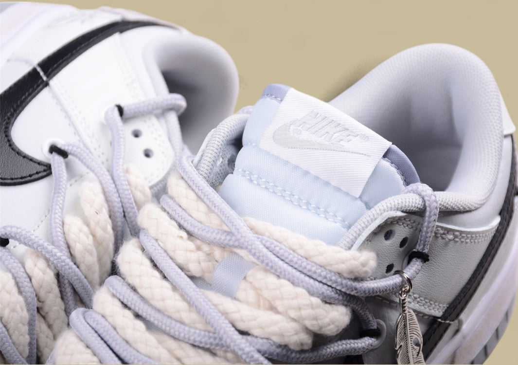 Nk Dunk Low Silver Feather High Street Couple Da Vinci Customized SB Strap Low Top Casual Shoes