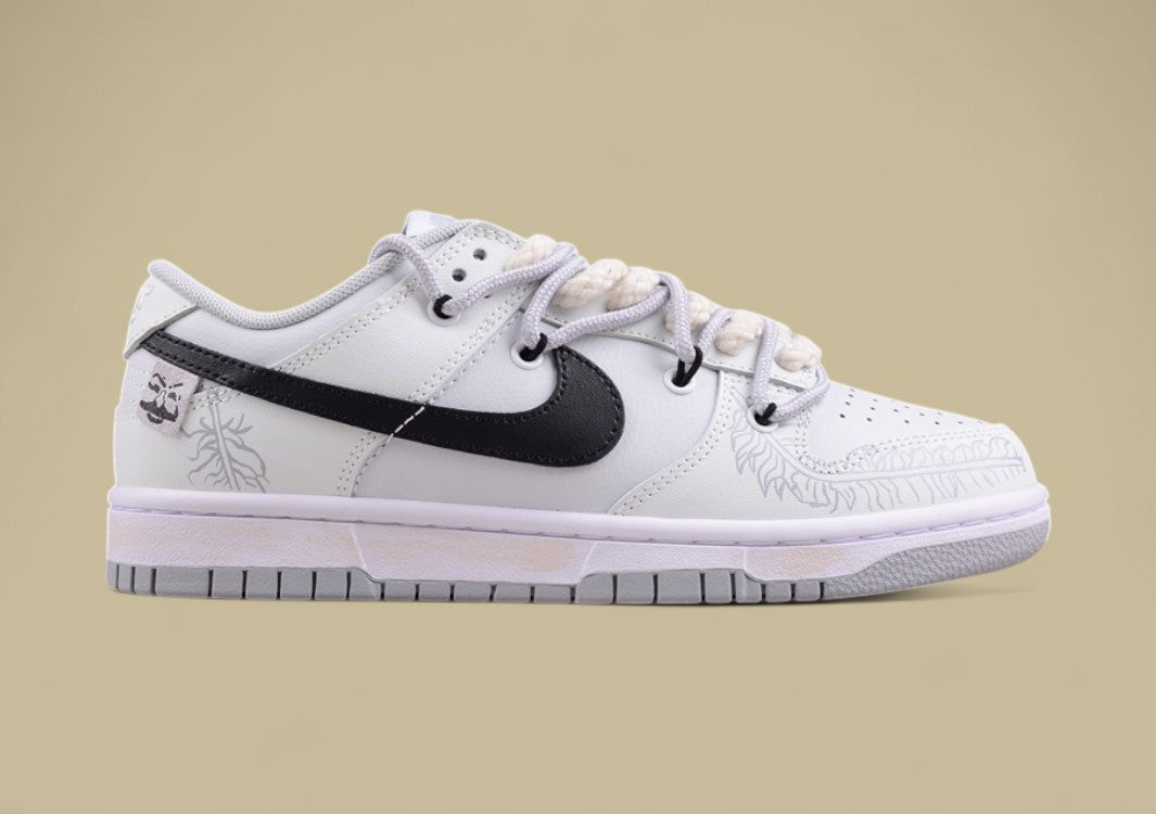 Nk Dunk Low Silver Feather High Street Couple Da Vinci Customized SB Strap Low Top Casual Shoes