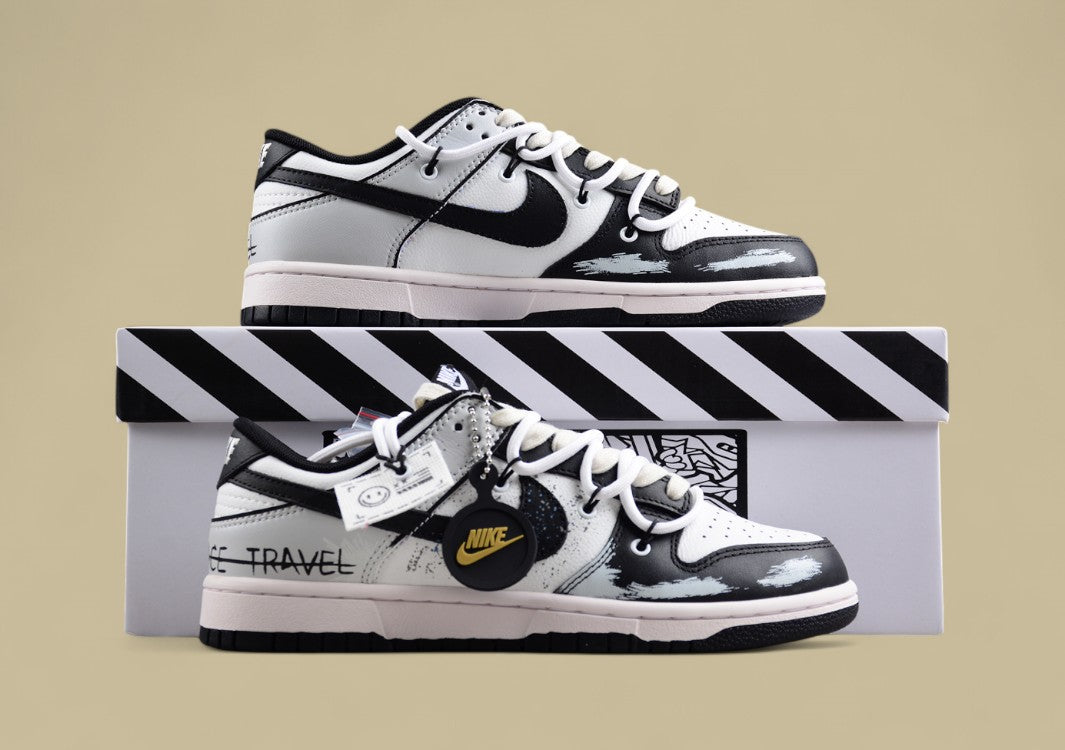 Nk Dunk Low Skywalker Black and White Gray Summer Simple Sb Strap Low-top Casual Sneakers