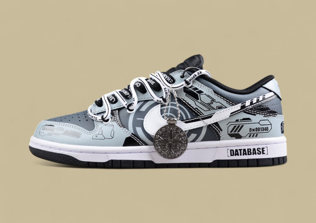 Nk Dunk Low Space-Time Mechanical Hand-painted Spray Painting SB Deconstruction Shoelaces Low-top Casual Shoes