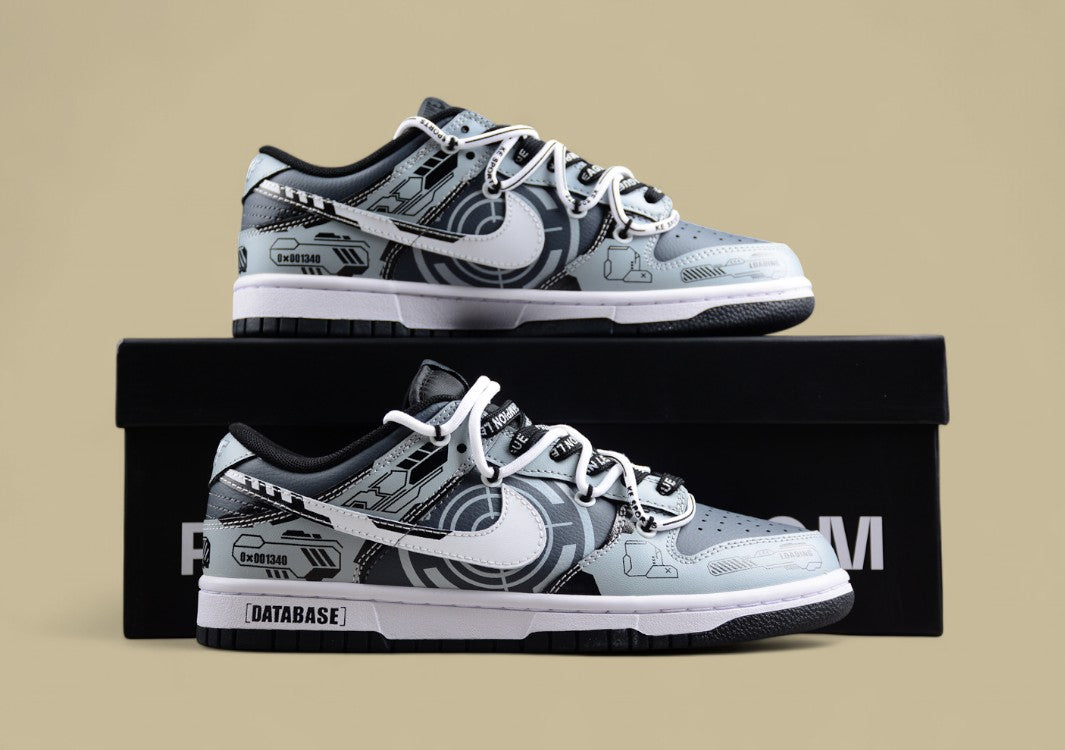 Nk Dunk Low Space-Time Mechanical Hand-painted Spray Painting SB Deconstruction Shoelaces Low-top Casual Shoes