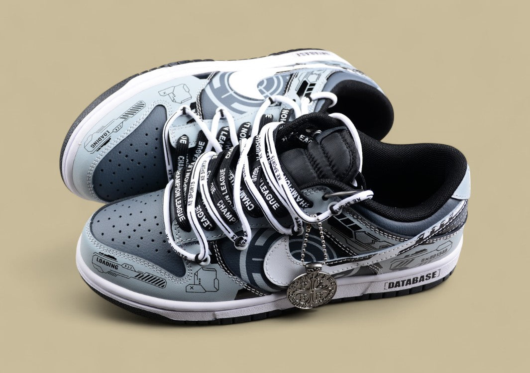 Nk Dunk Low Space-Time Mechanical Hand-painted Spray Painting SB Deconstruction Shoelaces Low-top Casual Shoes