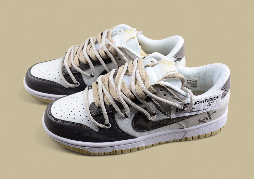 Nk Dunk Low "Team Gold" Official Customization-Cracked SB Strap Low Top Casual Shoes