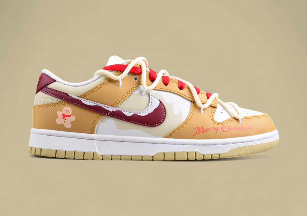 Nk Dunk Low Three Times Lab Gingerbread Man Cookie Flavor Almond Color SB Lace-up Low-top Casual Sneakers