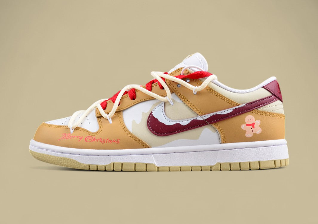 Nk Dunk Low Three Times Lab Gingerbread Man Cookie Flavor Almond Color SB Lace-up Low-top Casual Sneakers
