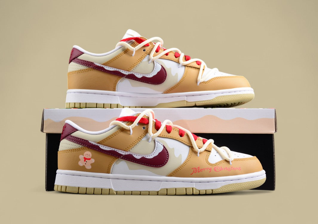 Nk Dunk Low Three Times Lab Gingerbread Man Cookie Flavor Almond Color SB Lace-up Low-top Casual Sneakers