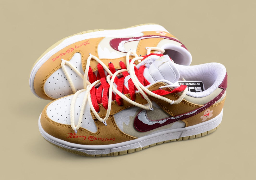 Nk Dunk Low Three Times Lab Gingerbread Man Cookie Flavor Almond Color SB Lace-up Low-top Casual Sneakers