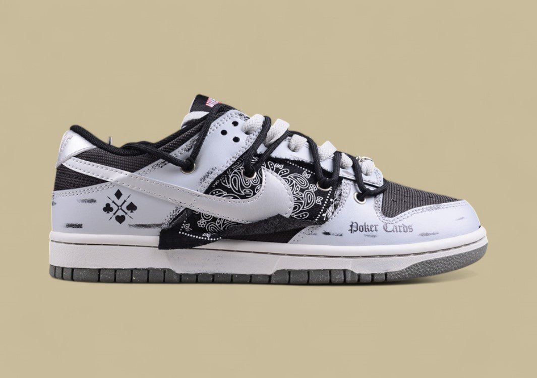 Nk Dunk Low Three Times Laboratory Dark Poker Old Dirty Shoes High-grade Gray Cashew Flower Cloth Sb Strap Low-top Casual Shoes