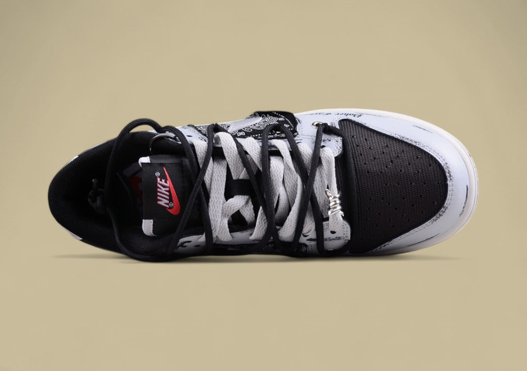Nk Dunk Low Three Times Laboratory Dark Poker Old Dirty Shoes High-grade Gray Cashew Flower Cloth Sb Strap Low-top Casual Shoes