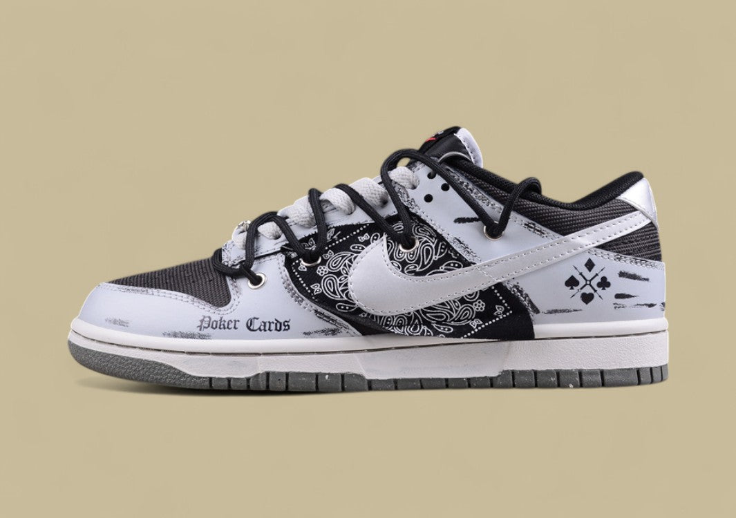 Nk Dunk Low Three Times Laboratory Dark Poker Old Dirty Shoes High-grade Gray Cashew Flower Cloth Sb Strap Low-top Casual Shoes