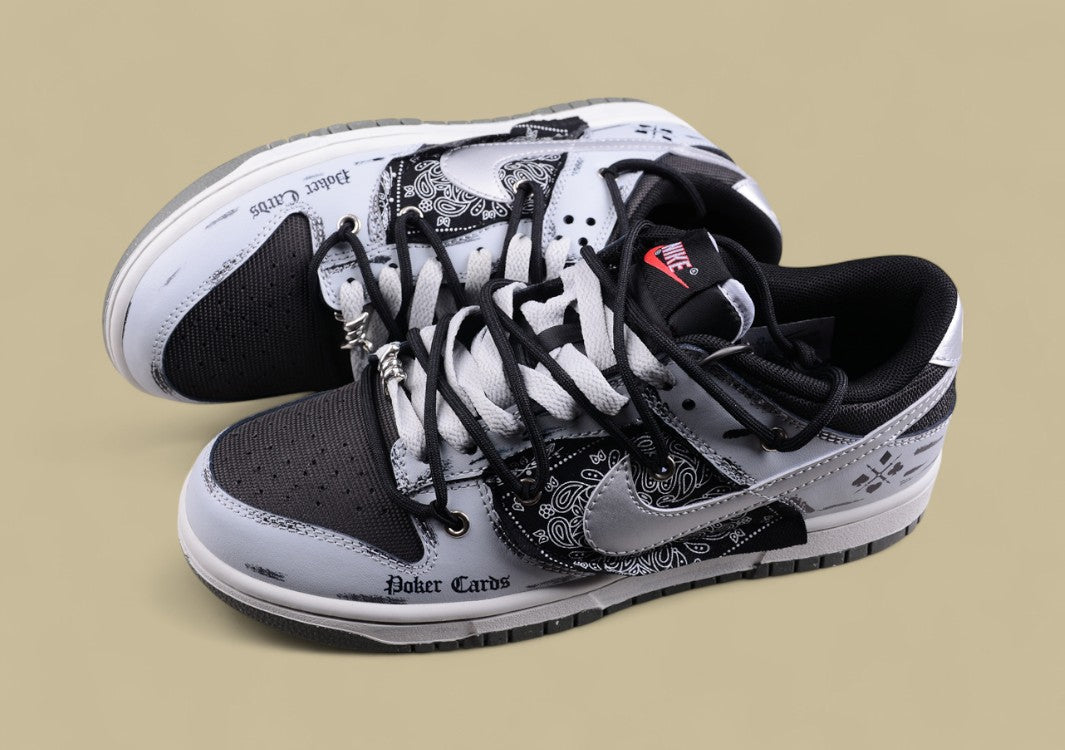 Nk Dunk Low Three Times Laboratory Dark Poker Old Dirty Shoes High-grade Gray Cashew Flower Cloth Sb Strap Low-top Casual Shoes