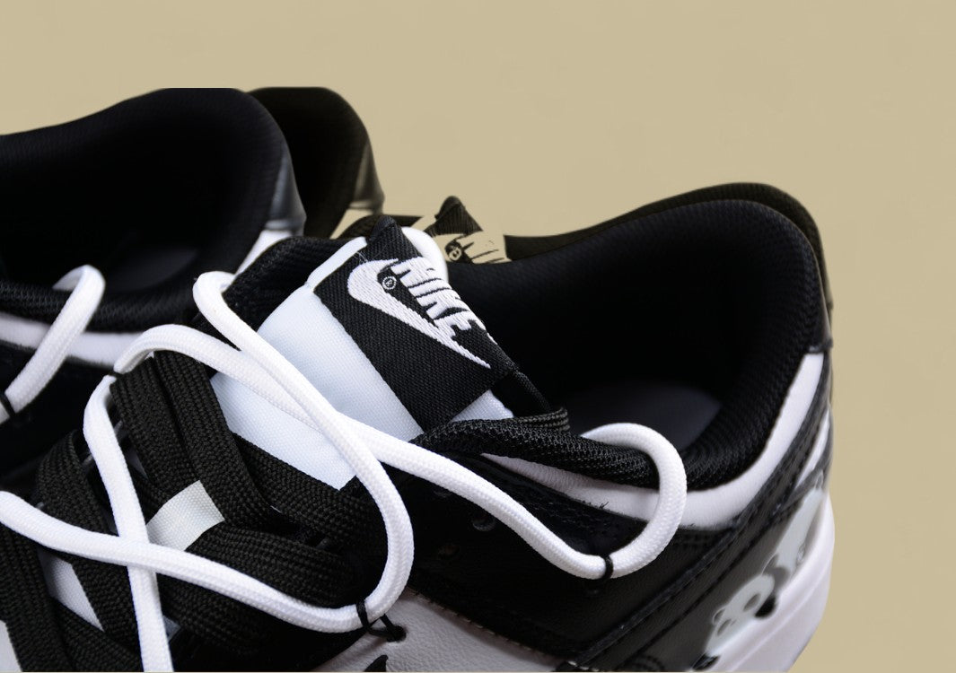 Nk Dunk SB Low Retro Black and White Panda SB Custom Edition Deconstructed Strap Casual Sneakers