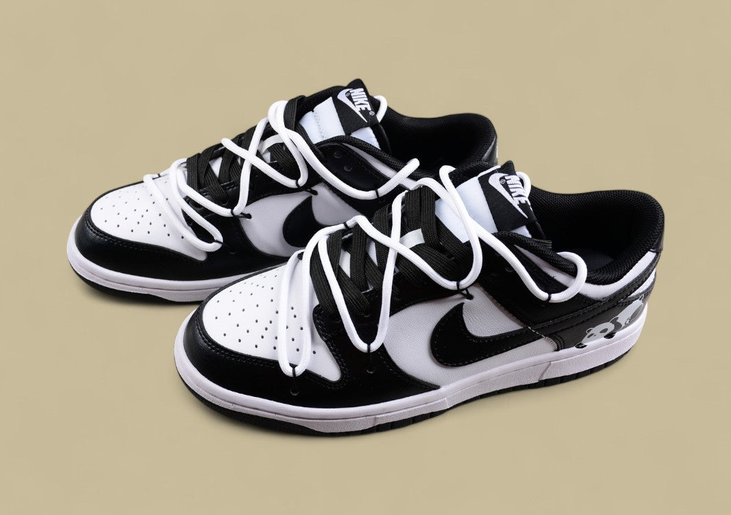 Nk Dunk SB Low Retro Black and White Panda SB Custom Edition Deconstructed Strap Casual Sneakers