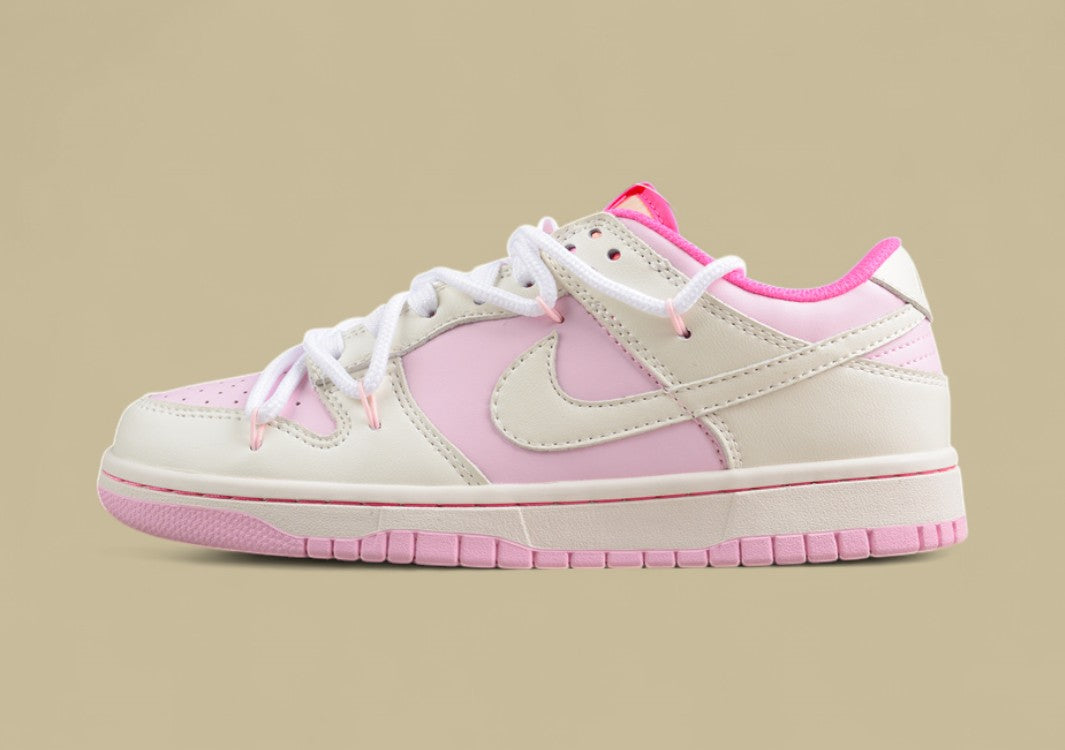 Nk SB Dunk Low White Powder Custom Edition Deconstruction Strap Casual Shoes