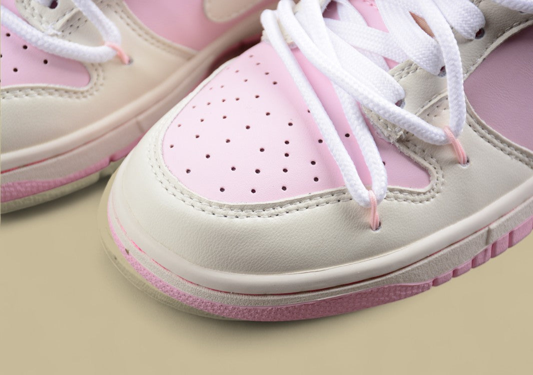Nk SB Dunk Low White Powder Custom Edition Deconstruction Strap Casual Shoes