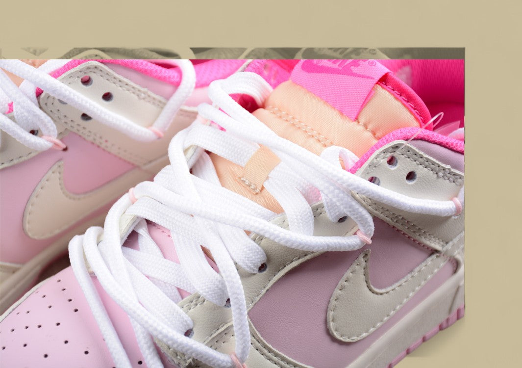 Nk SB Dunk Low White Powder Custom Edition Deconstruction Strap Casual Shoes