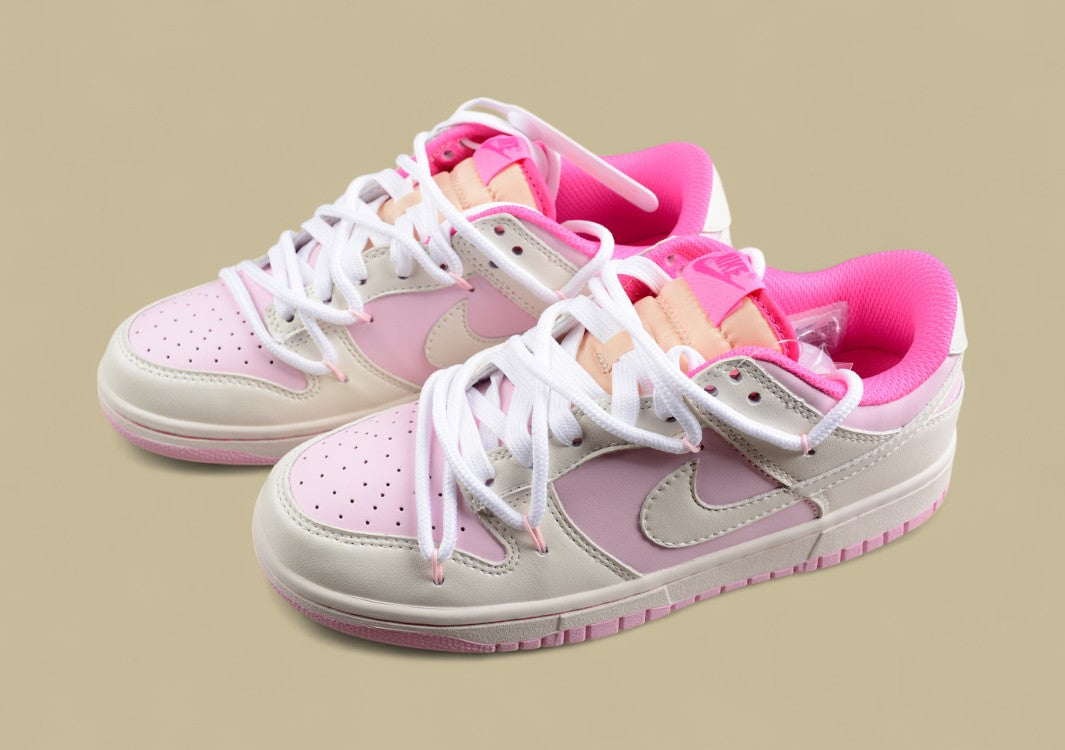 Nk SB Dunk Low White Powder Custom Edition Deconstruction Strap Casual Shoes