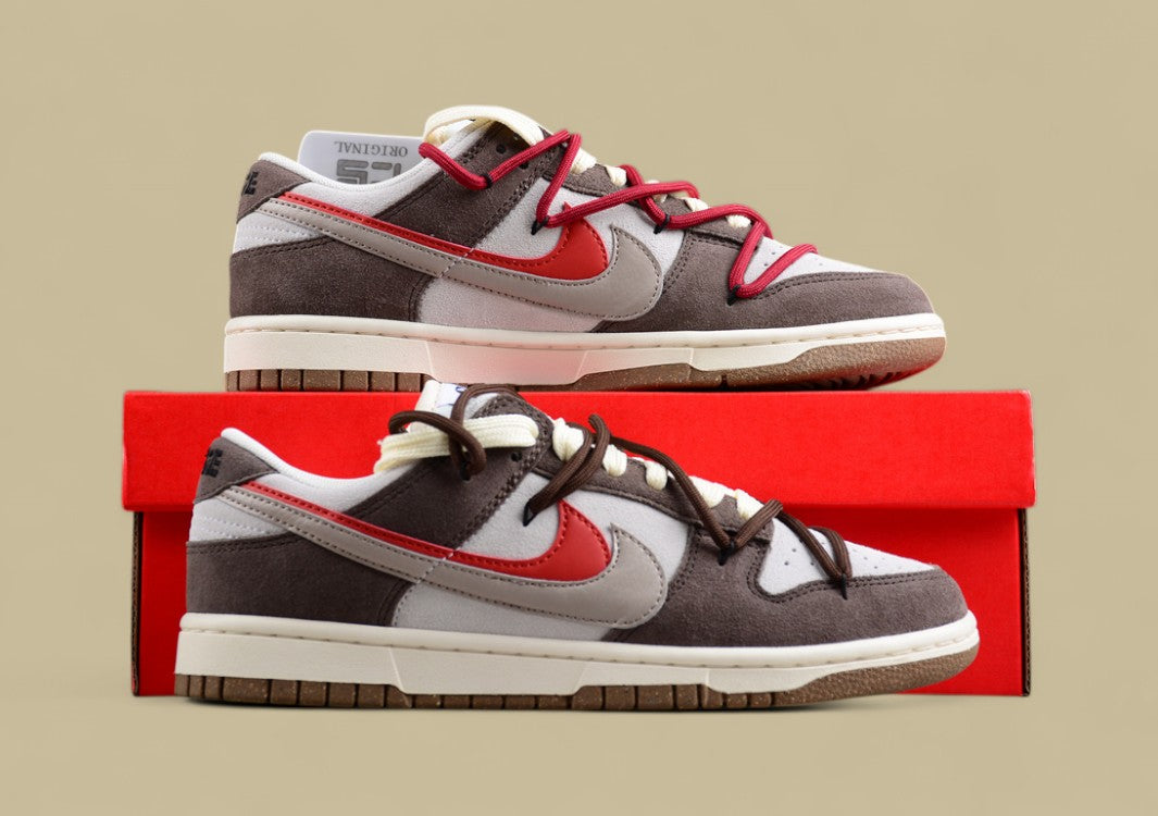 Nk Sb Dunk Low "85" Gray and Red Double Hook Strap Sb Low-top Sports Casual Sneakers