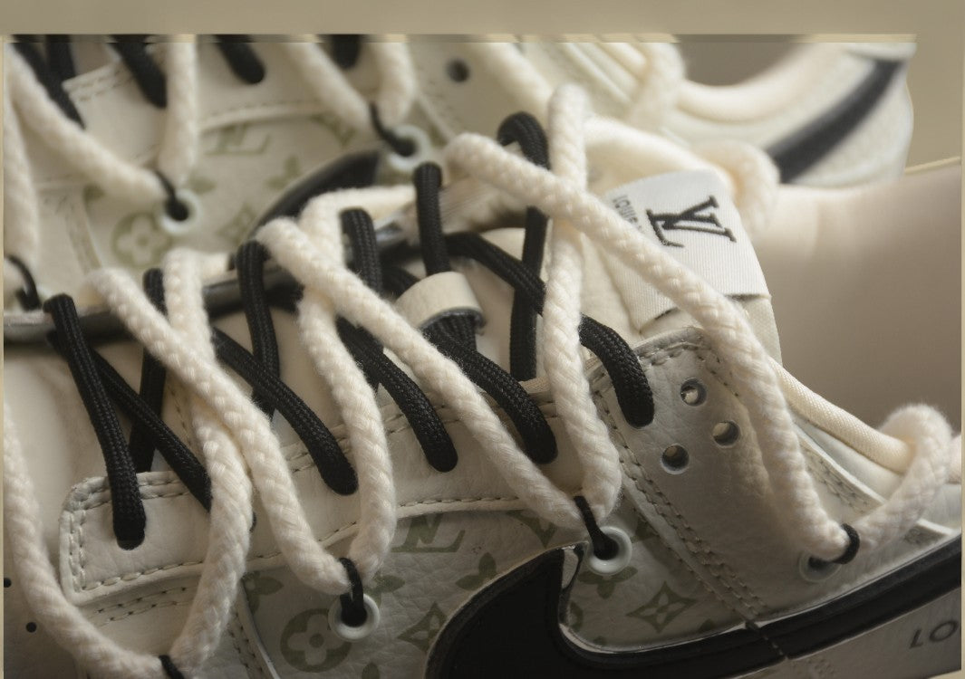 Nk Sb Dunk Low Lv Joint-beige Black Hook Silver Edge Printing Anniversary High-end Customized Low-top Casual Sneakers