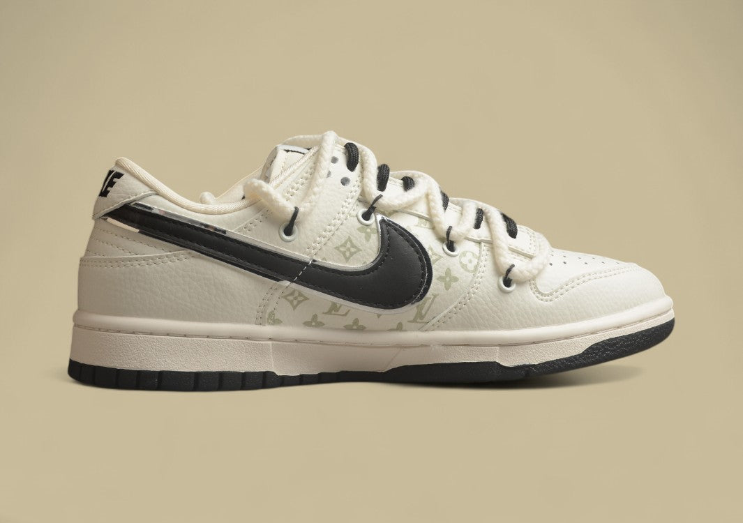 Nk Sb Dunk Low Lv Joint-beige Black Hook Silver Edge Printing Anniversary High-end Customized Low-top Casual Sneakers