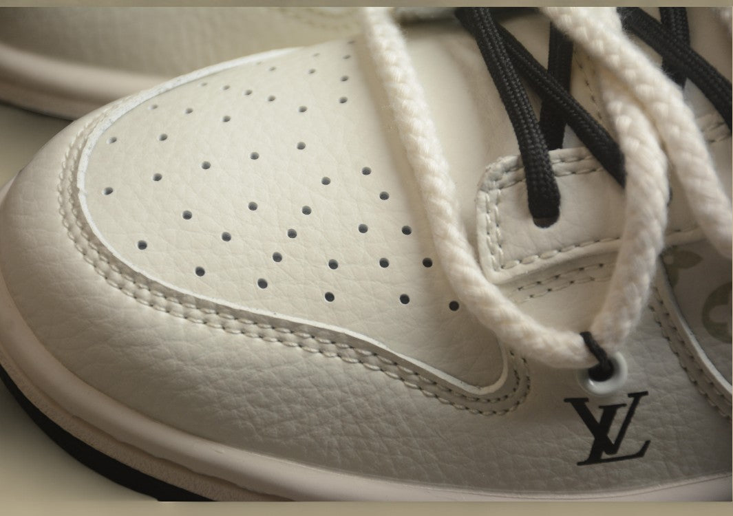 Nk Sb Dunk Low Lv Joint-beige Black Hook Silver Edge Printing Anniversary High-end Customized Low-top Casual Sneakers