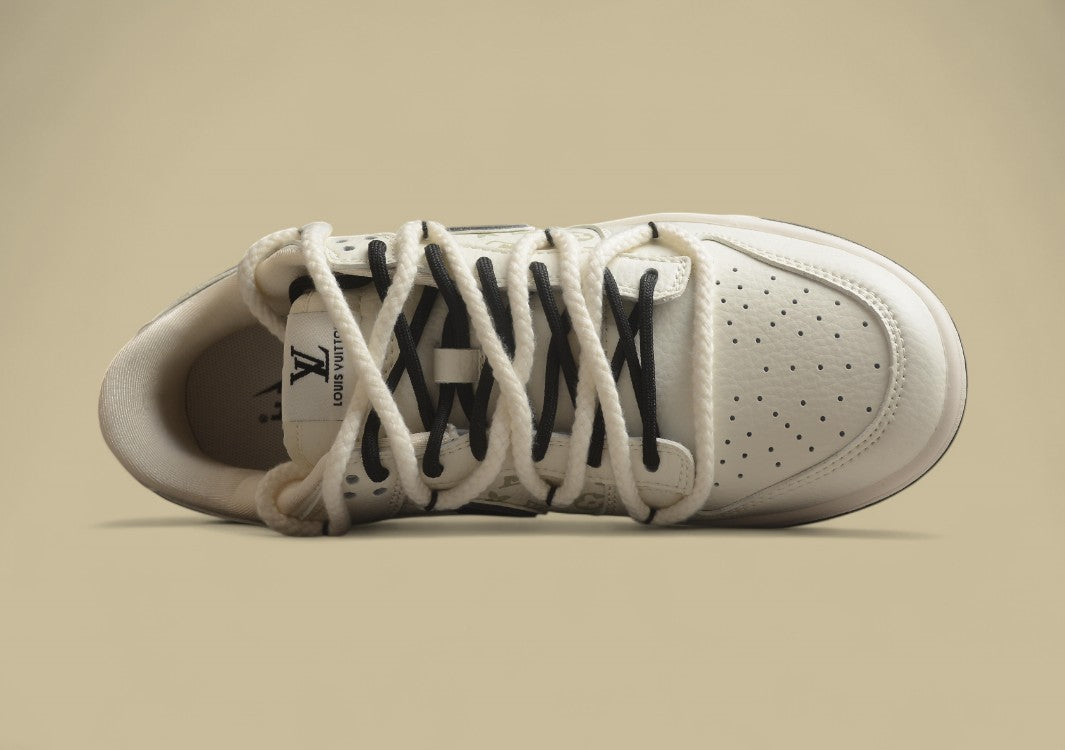 Nk Sb Dunk Low Lv Joint-beige Black Hook Silver Edge Printing Anniversary High-end Customized Low-top Casual Sneakers